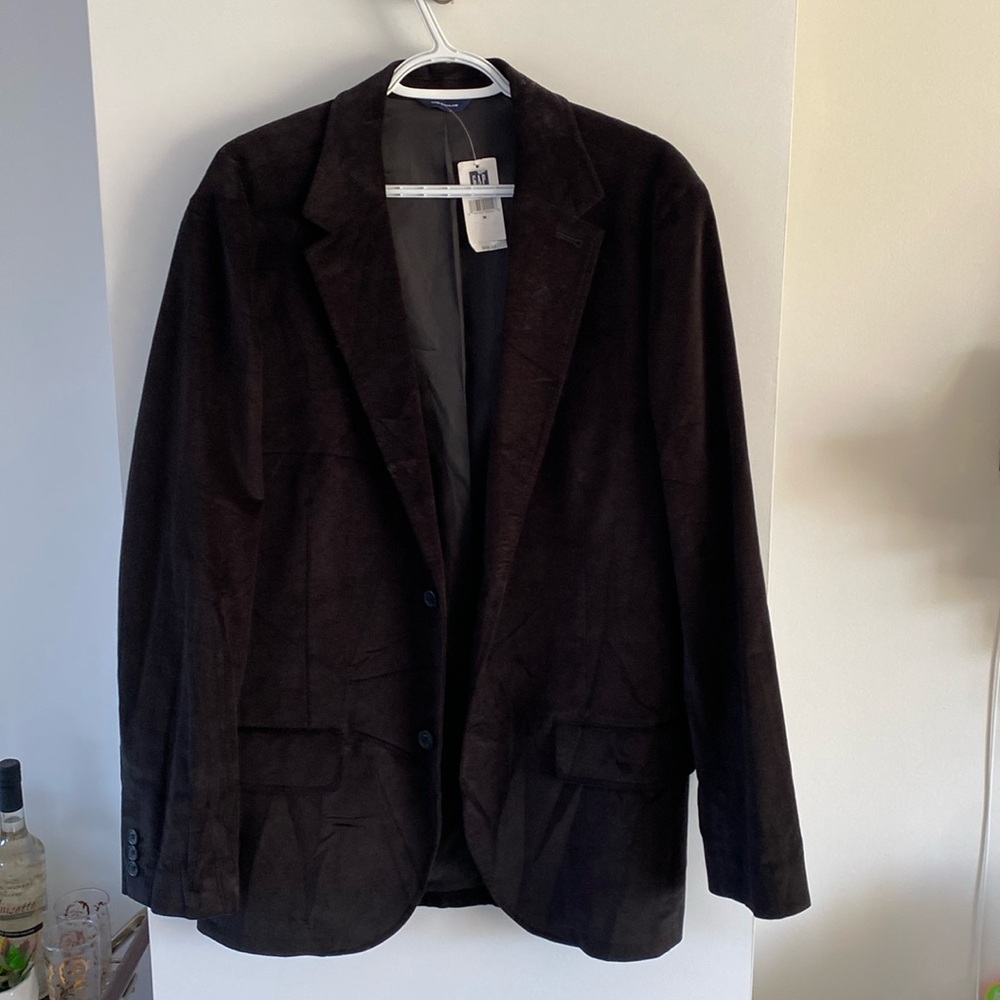 NWT black velvet velour blazer sports coat jacket M